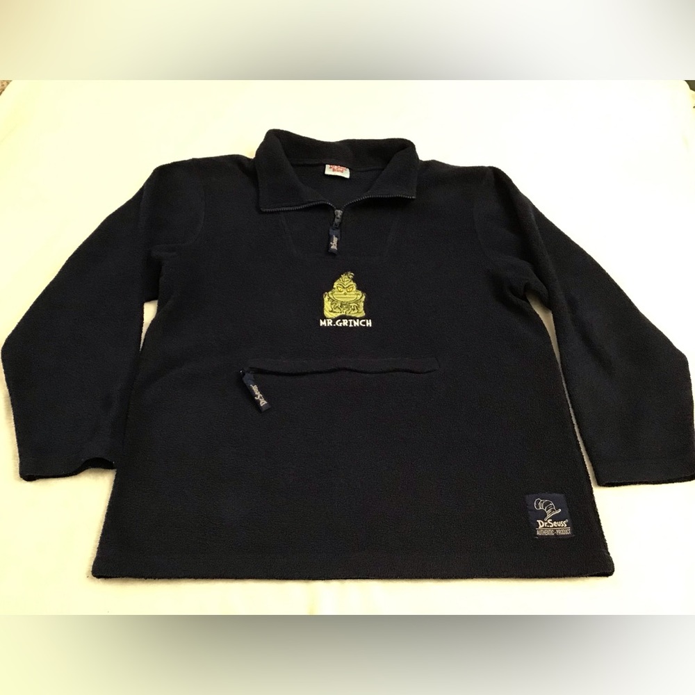 Dr. Seuss Embroidered Grinch Quart Zip Fleece Sweatshirt